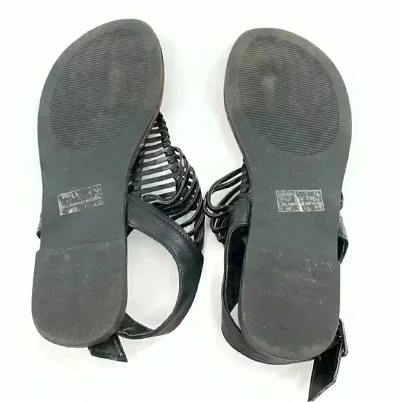 Steve Madden sandals 6.5 Starly black faux leather boho t-strap vintage y2k - Picture 6 of 13